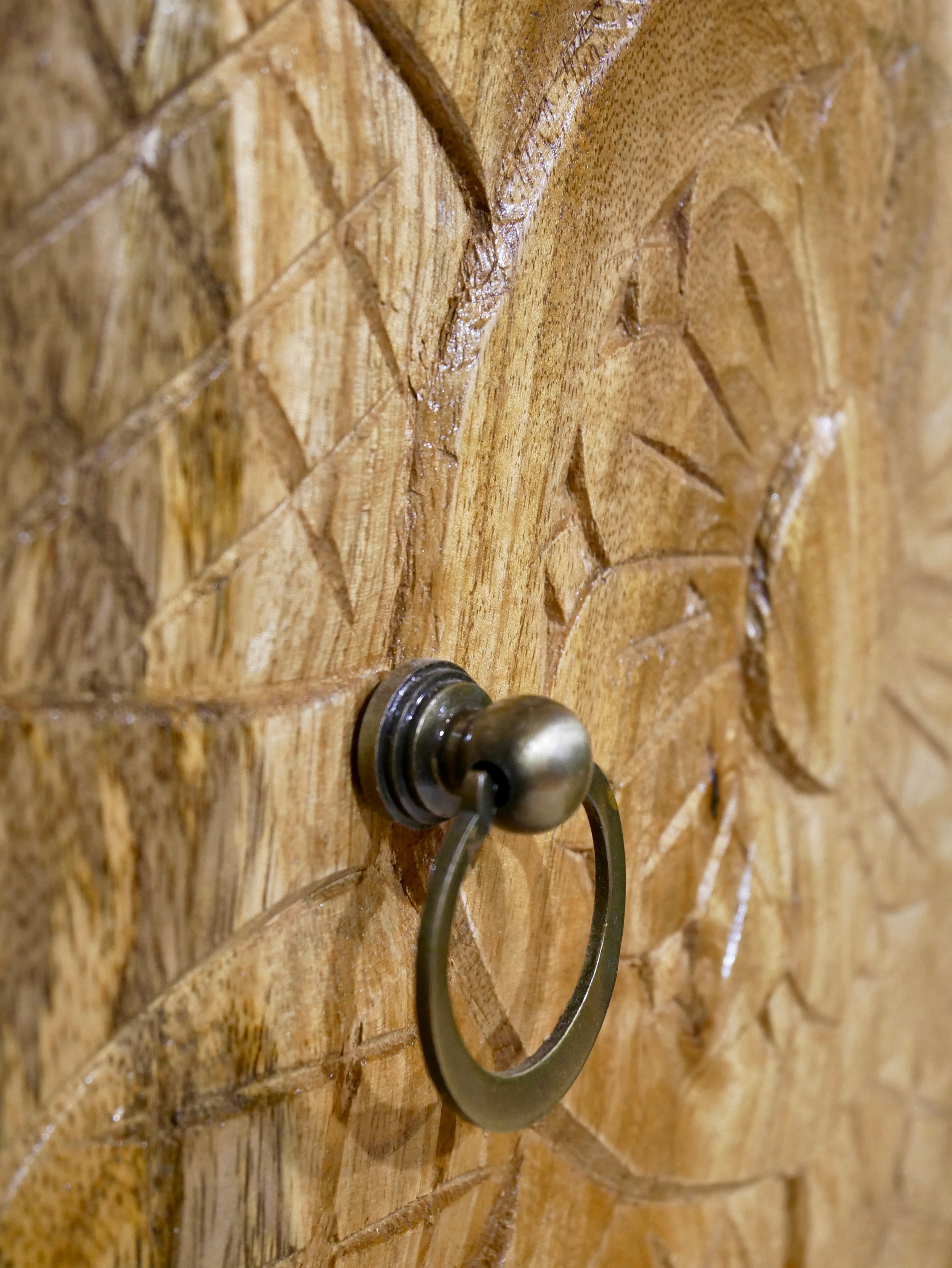 Srinagar, wooden cupboard with floral motifs