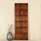 Amar sliding door panel, reclaimed wood Indian door with carvings and iron fittings, vintage wall panel design, 80 × 5 × 220 cm.