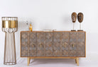Handcrafted mango wood sideboard with full-front layered carving and brass legs – Avighna by Om Home & Garden
