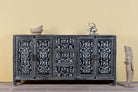Hand-painted black and white sideboard made of reclaimed wood – Kaira model by Om Home & Garden
