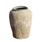 White background image of a antique Indian clay vase with aged finish – a Bali style clay vase ideal for Indian home decoration and boho-inspired interiors.