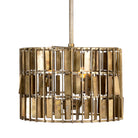 White background mage of a large round brass-plated iron pendant lamp with ornate tile surface – vintage lighting and iron pendant light ideal for dining rooms or living spaces.