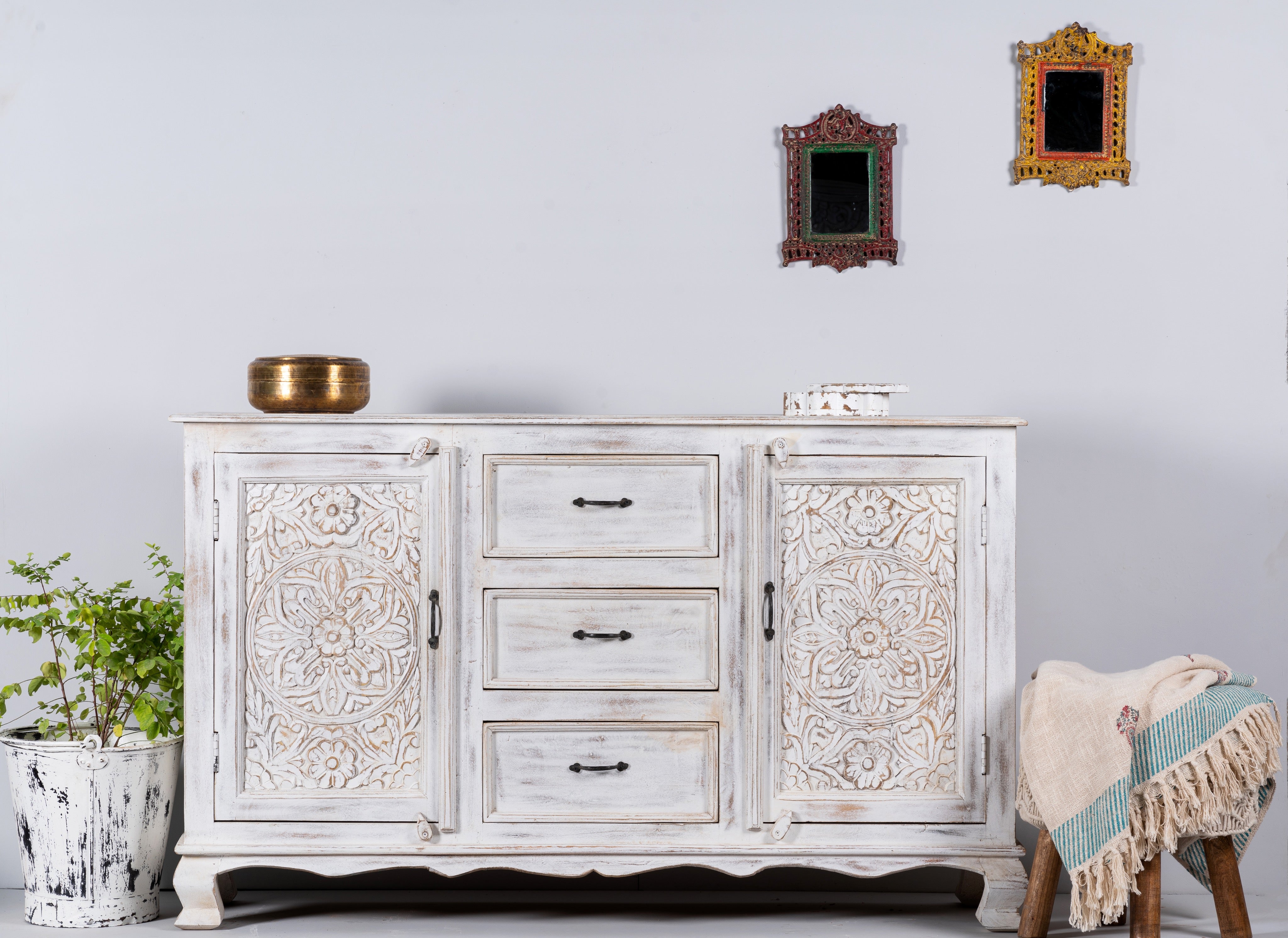 Saraswati, antique white sideboard