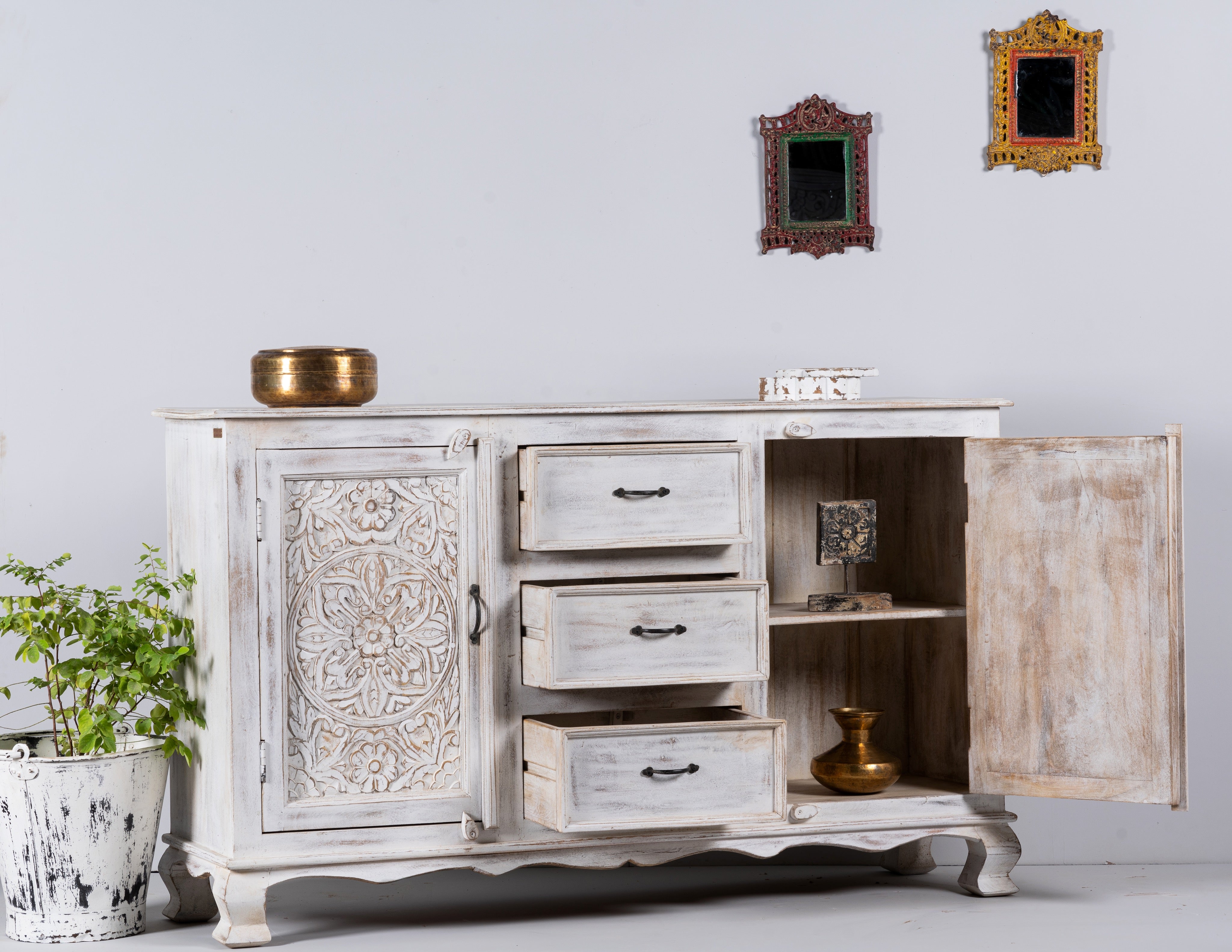 Saraswati, antique white sideboard