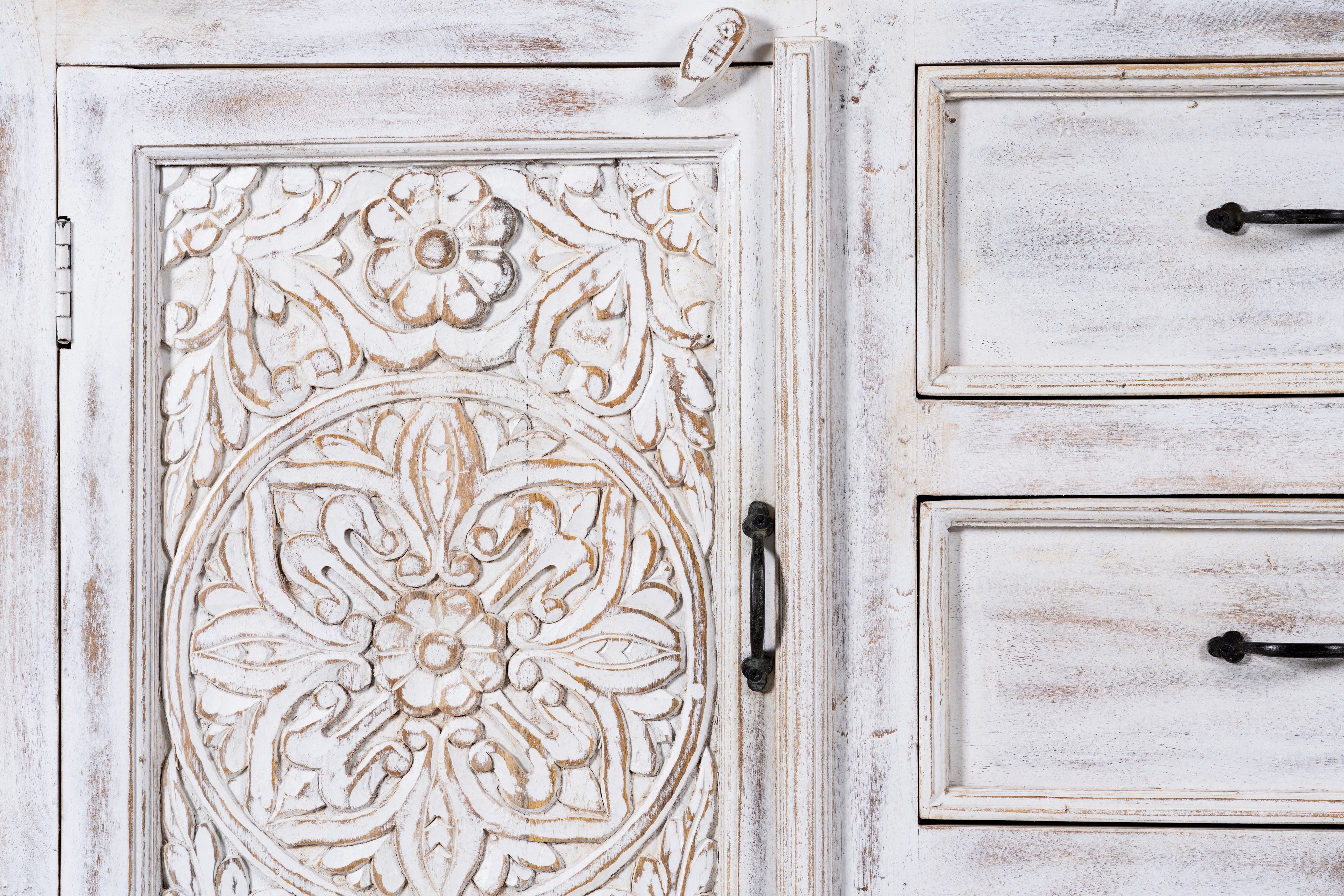 Saraswati, antique white sideboard