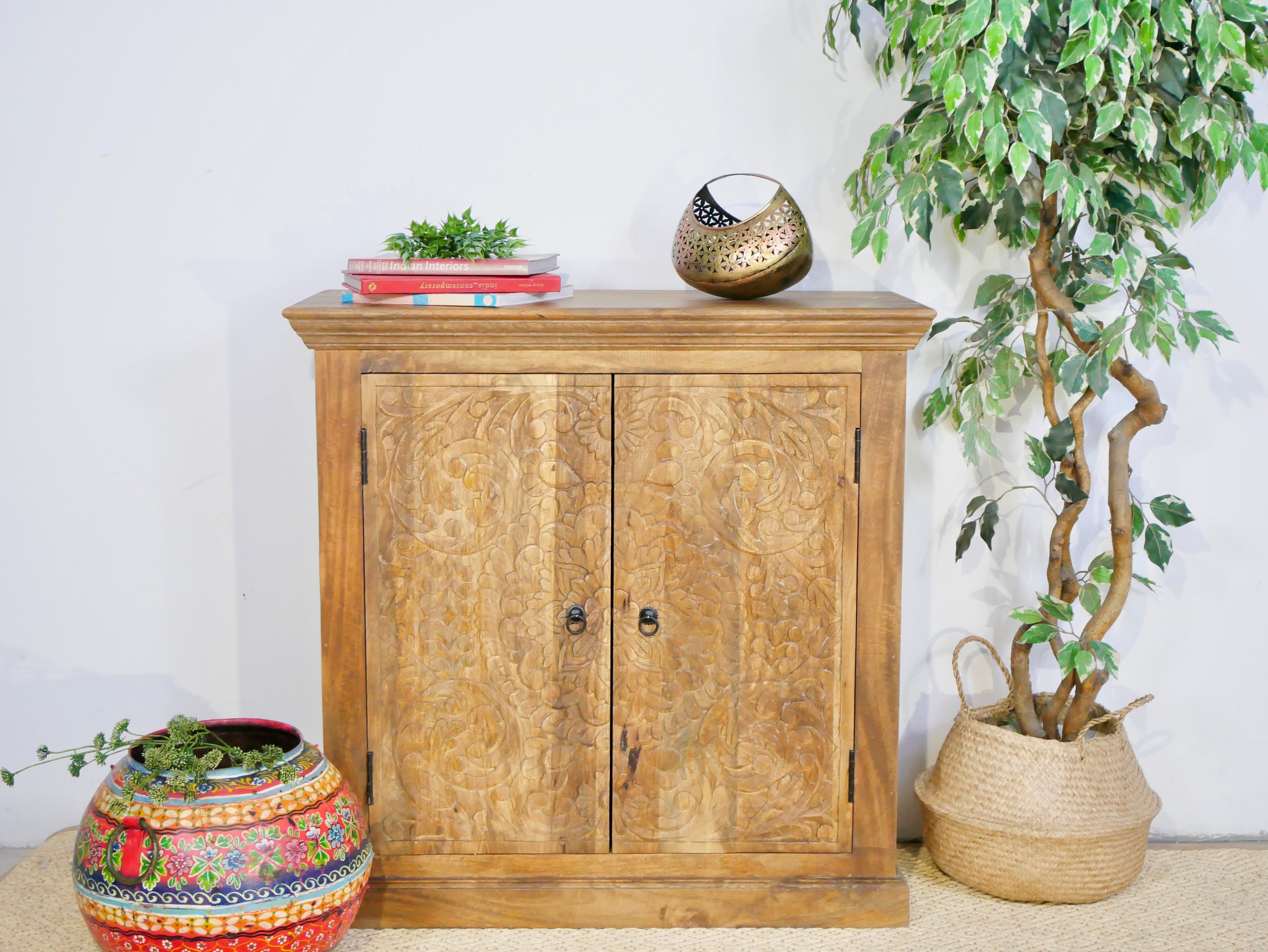 Patna, carved, wooden cabinet
