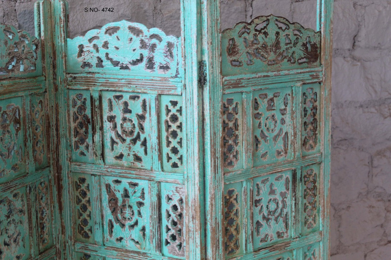 Shishu, hand-carved folding room divider