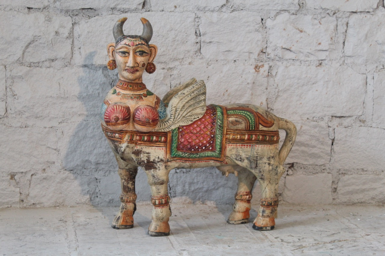 Kamadhenu, hand-painted decorative indian statue