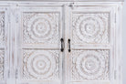 Mandala white, antique indian sideboard