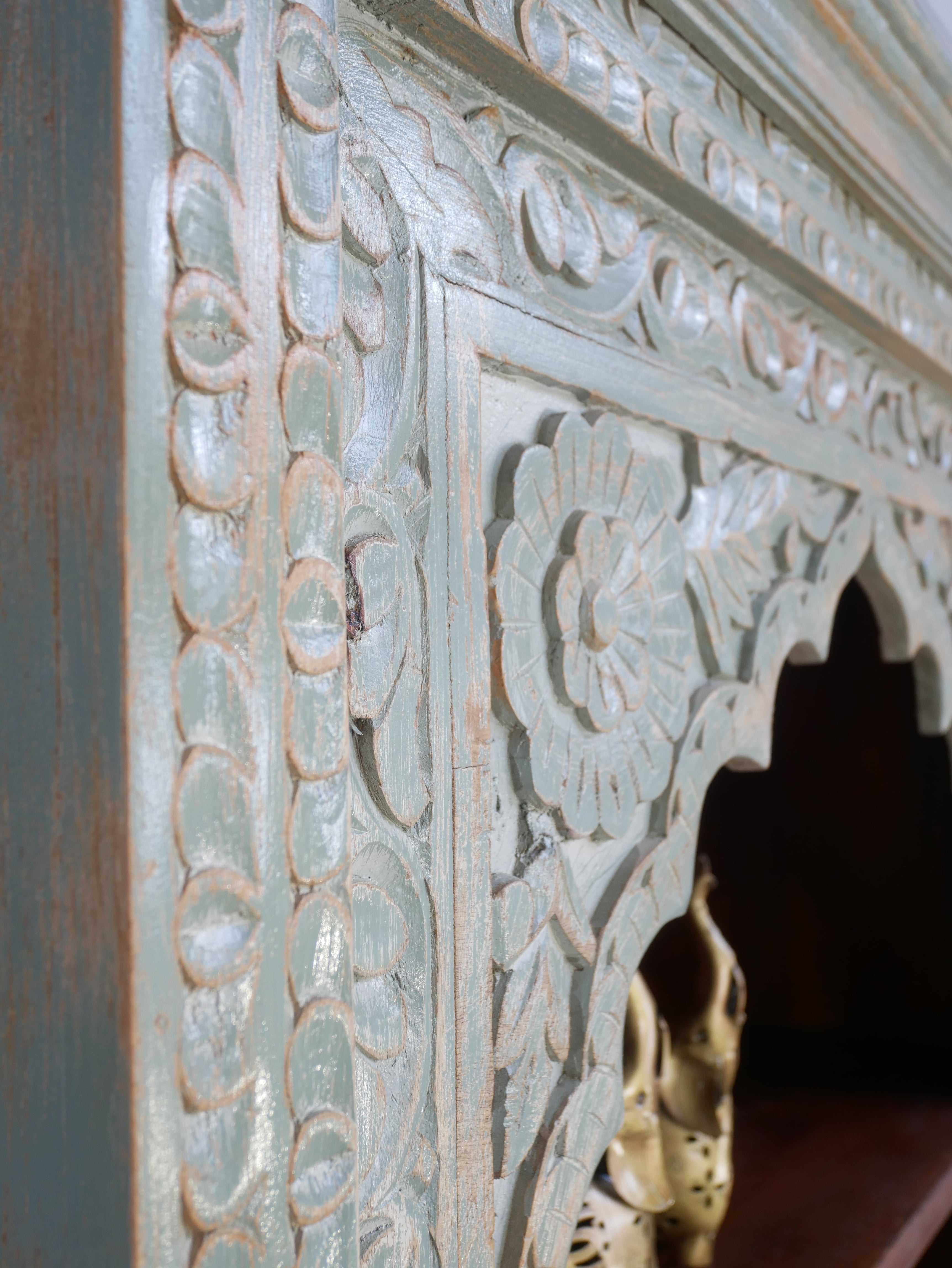 Etawah, indian-style green cabinet