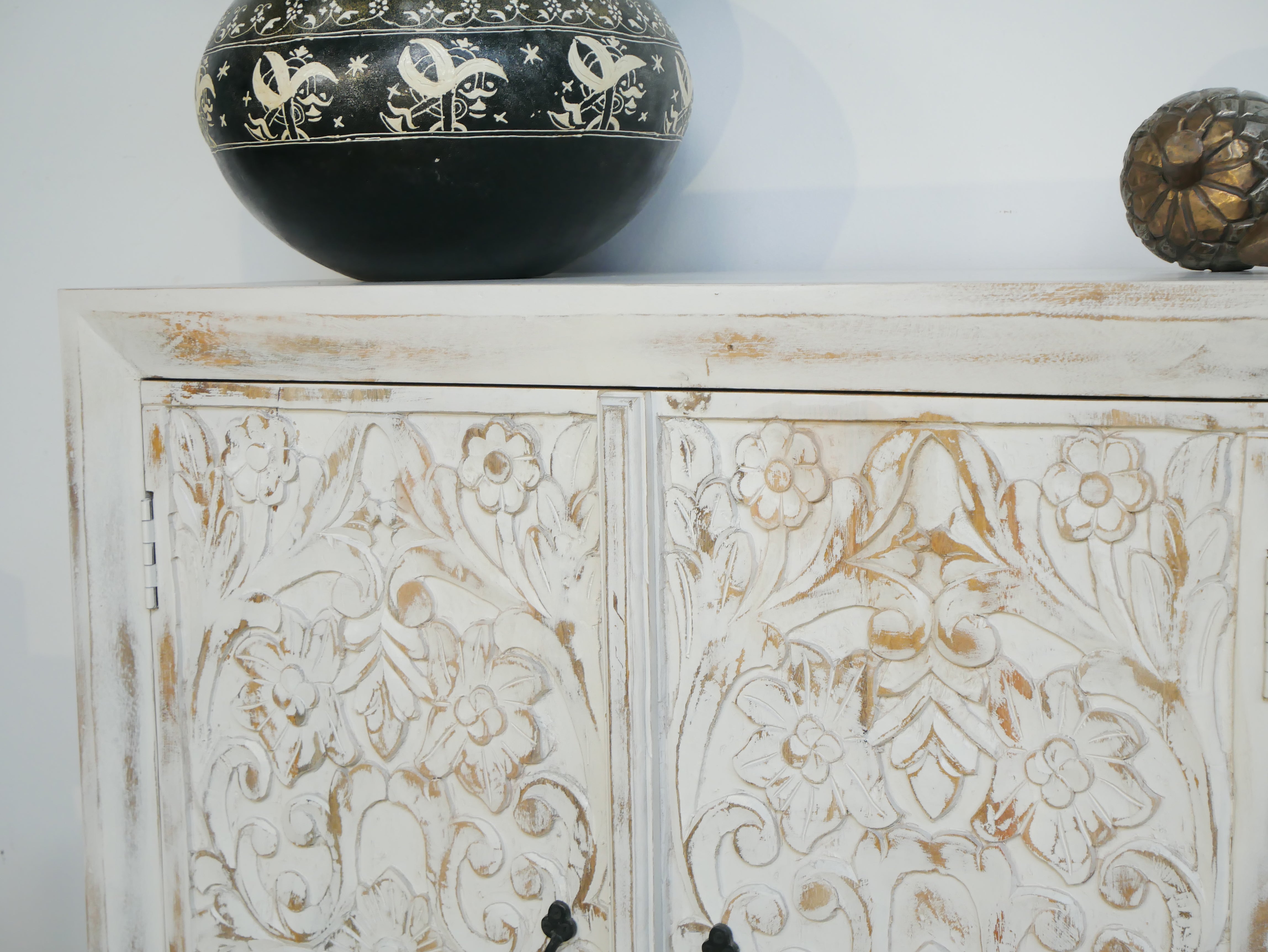 Bhilai, white indian wooden cabinet