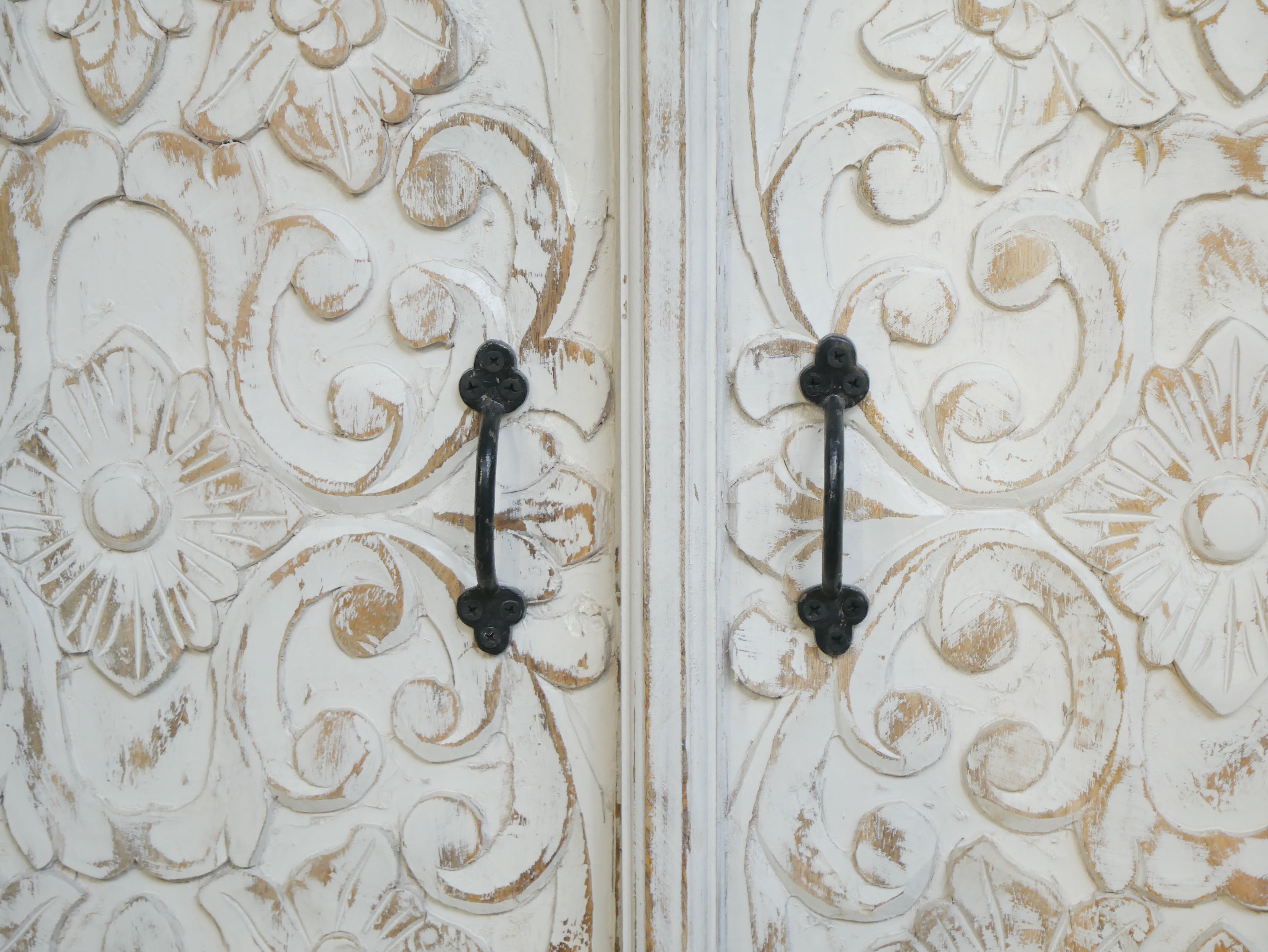 Bhilai, white indian wooden cabinet