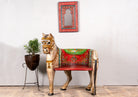 Hand‑painted Horse Chair made from recycled teak wood with carved horse design and vibrant Indian folk art detailing, showcasing artistic and sustainable Indian furniture.