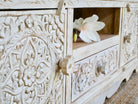 Rourkela white, wooden tv unit