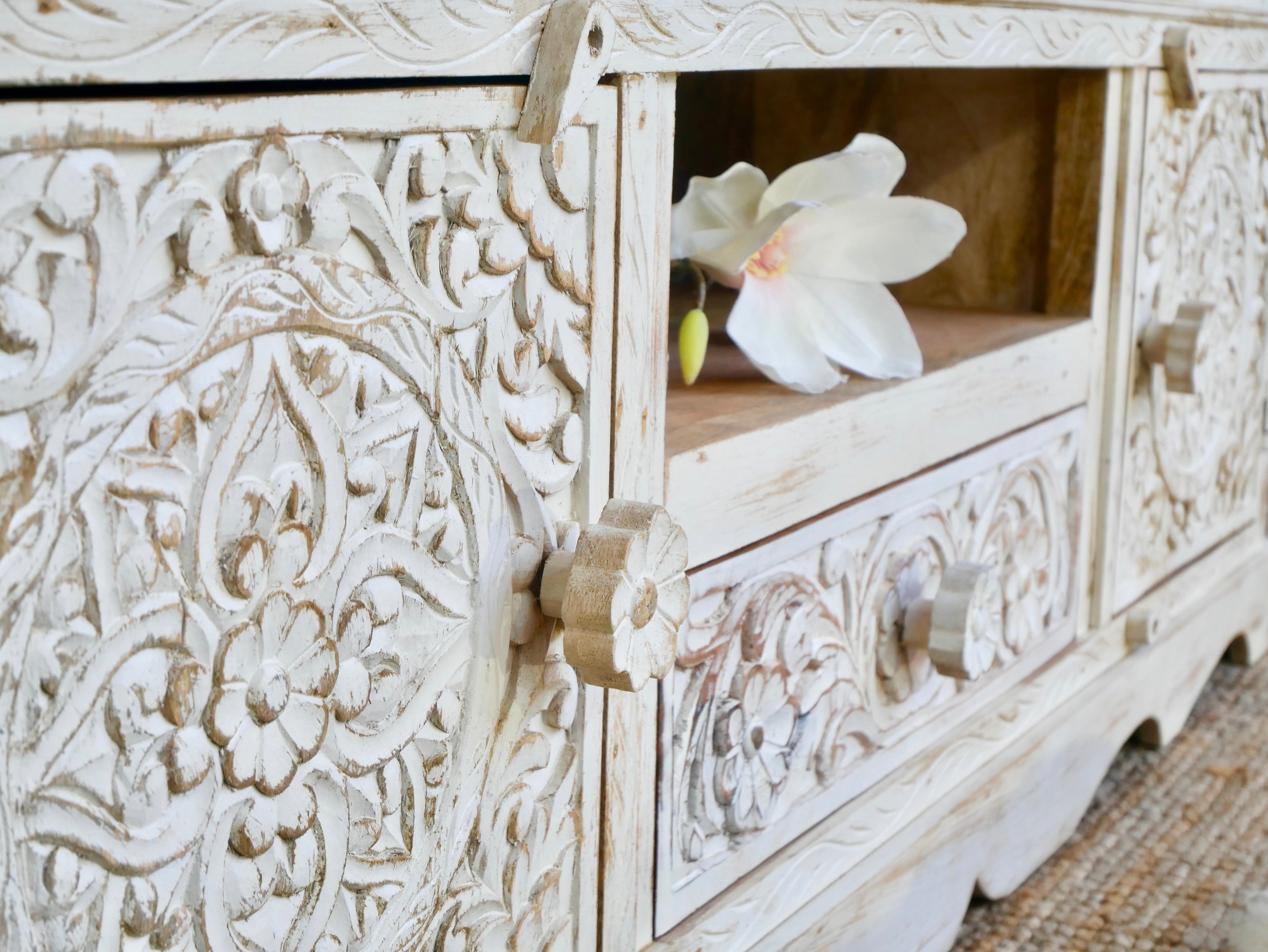 Rourkela white, wooden tv unit