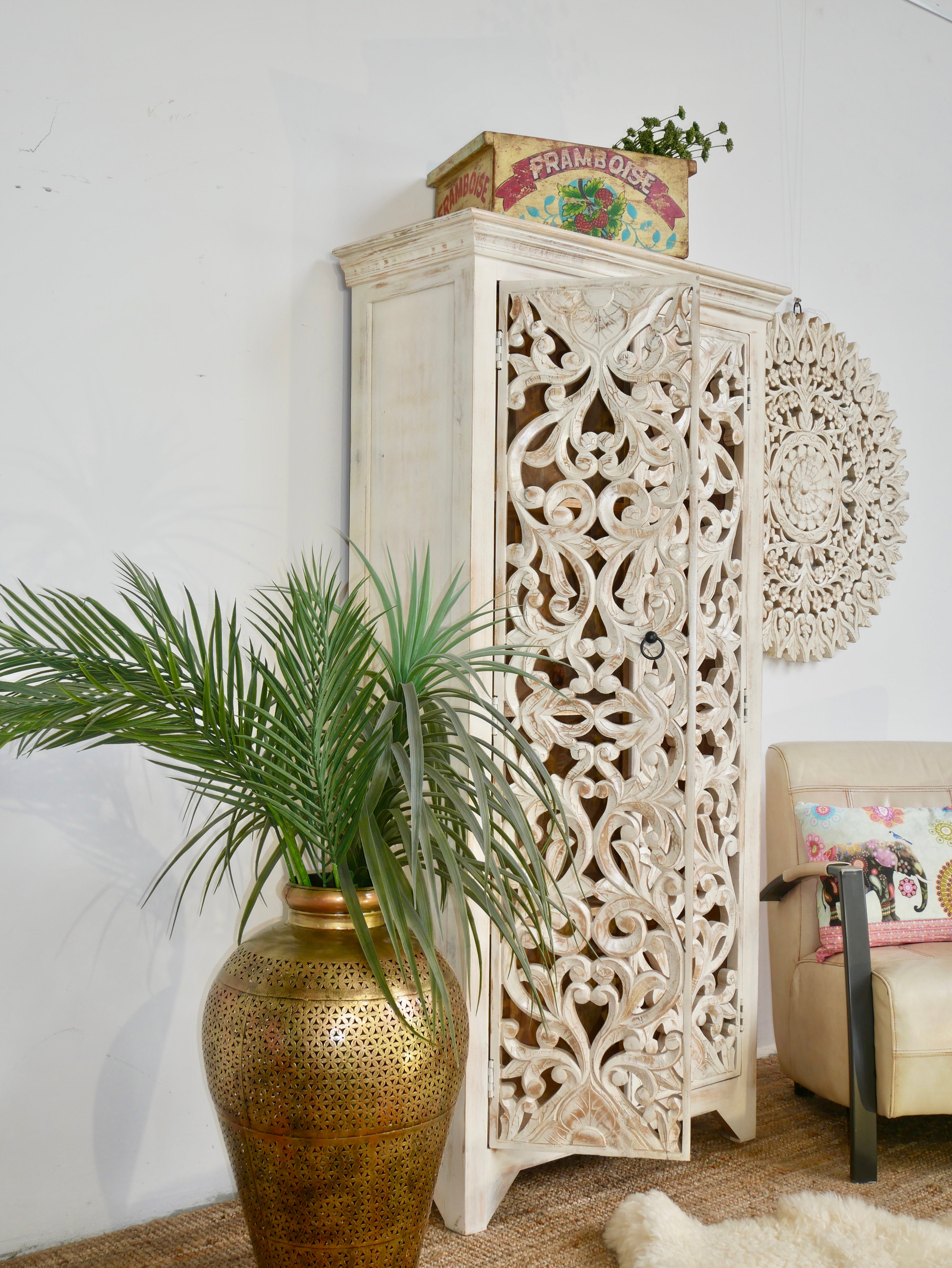 Bilaspur, white indian-style cupboard