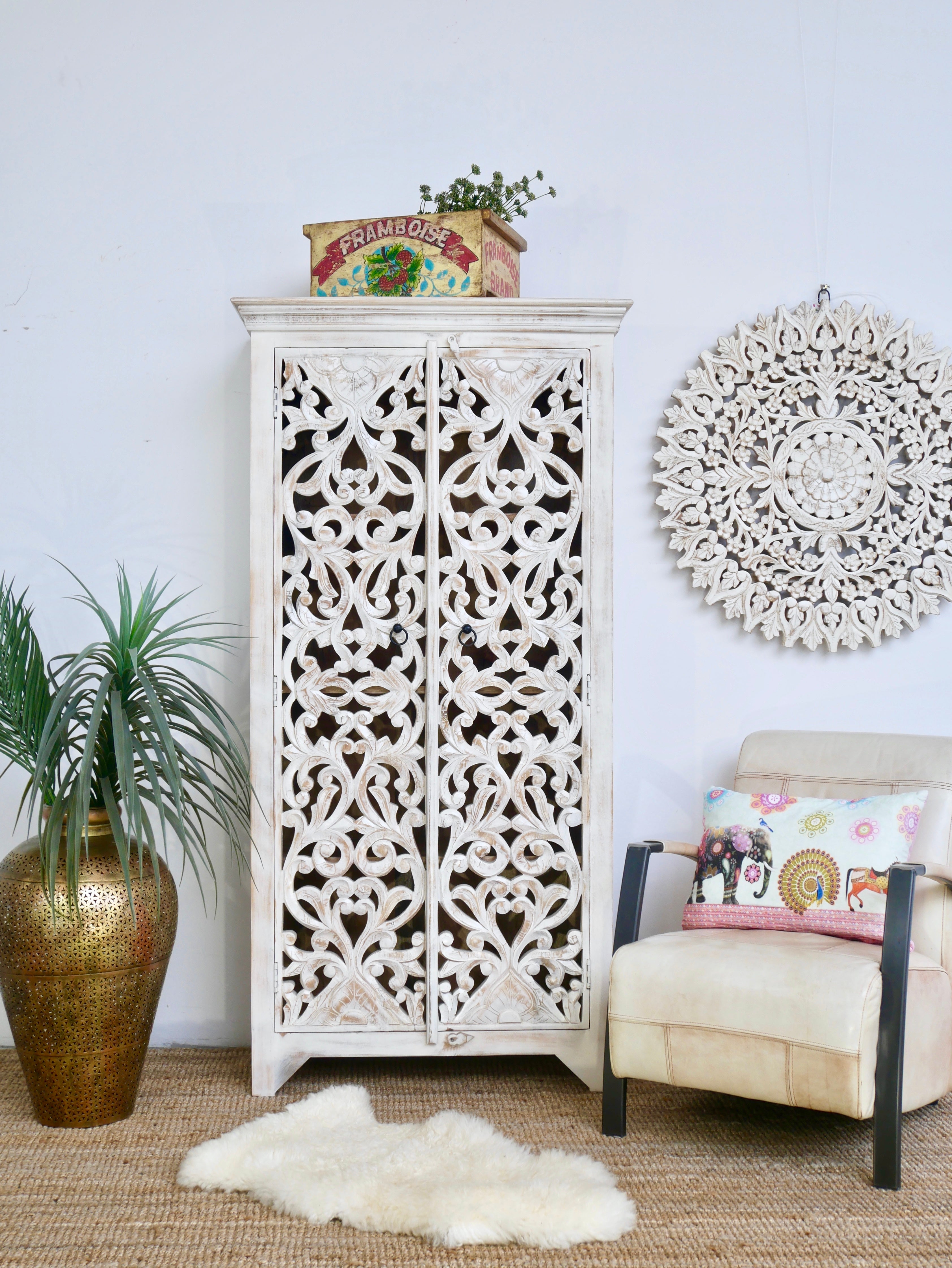 Bilaspur, white indian-style cupboard